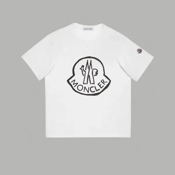 Moncler Logo Print White T-Shirt - 1