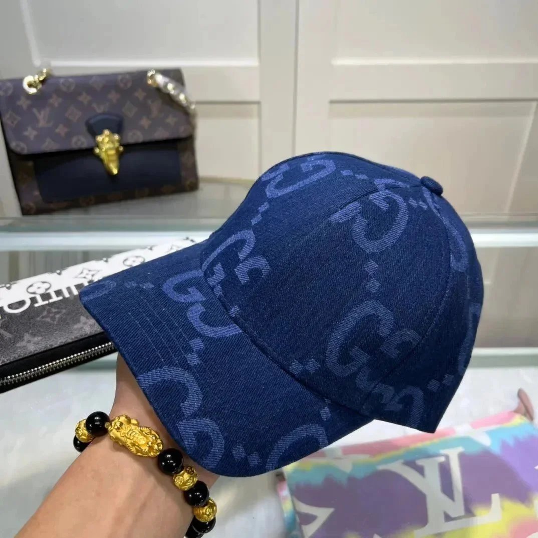 Gucci GG Monogram Navy Blue Baseball Cap - 1