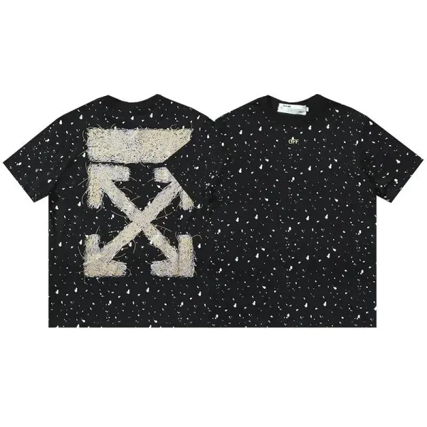 Off-White Arrow Print Speckled Black T-Shirt - 1
