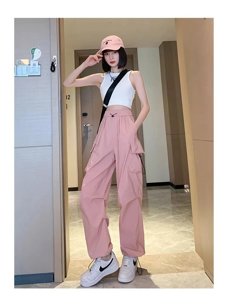Design Wide-Leg Cargo Pants Black Casual Pants - 6