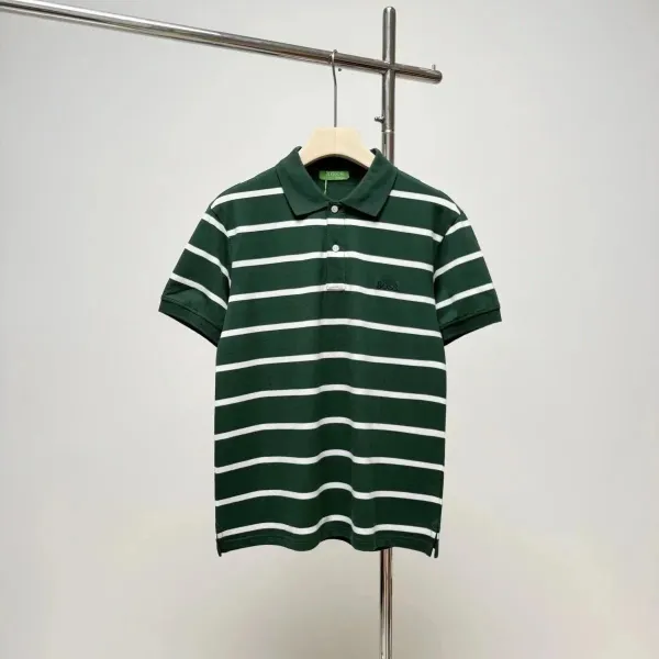 Hugo Boss Striped Polo Shirt in Forest Green and White - 1
