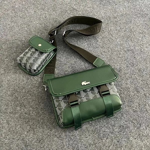 Lacoste Camera Bag in Forest Green with Geometric Print Crossbody Bag product listing in Litbuy spreadsheet finds