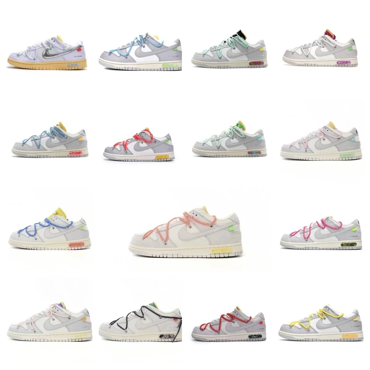 Nike x Off-White Dunk Low 'The 50' Pale Gray Pink Sneakers - 2
