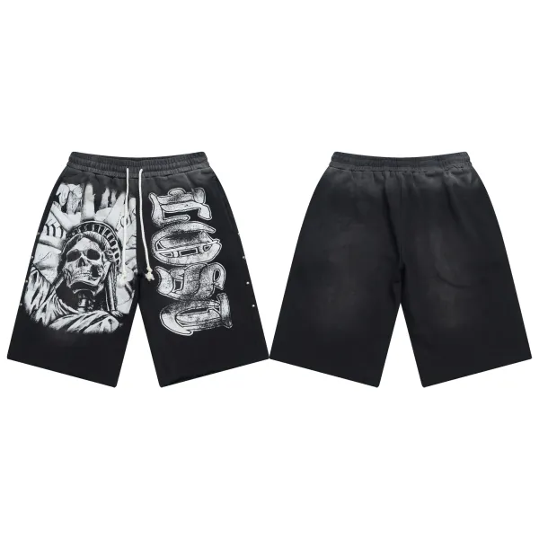 Gallery Dept. Liberty Skull Print Drawstring Shorts Black - 4