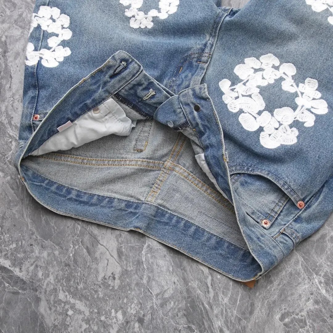 Gallery Dept. Floral Embroidered Straight-Leg Jeans Blue - 8