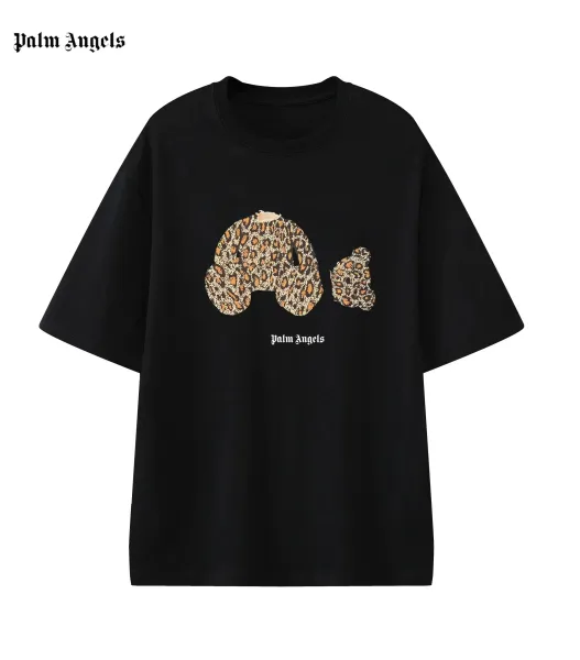 Palm Angels Leopard Bear Graphic Black T-Shirt - 1