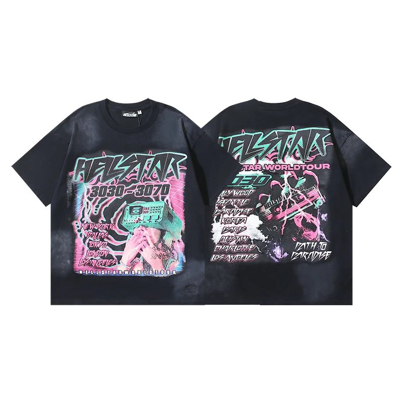 Hellstar Flame Star Graphic Oversized T-Shirt Black - 37