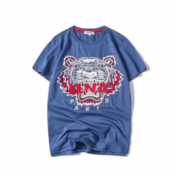 Kenzo Tiger Embroidered Blue T-Shirt - 1