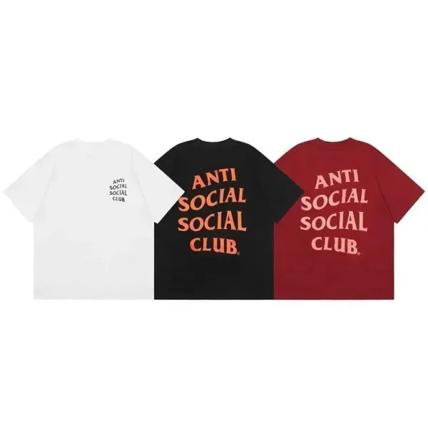 Anti Social Social Club Logo Print Oversized T-Shirt White Black Red - 1