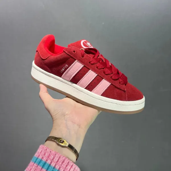 Adidas Originals Campus Red and Pink Suede Sneakers - 1