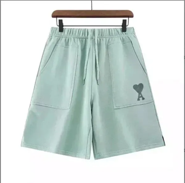 AMI Paris Heart Logo Mint Green Drawstring Shorts - 1