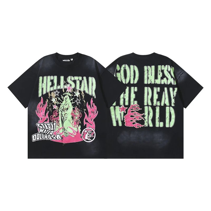 Hellstar Flame Star Graphic Oversized T-Shirt Black - 8
