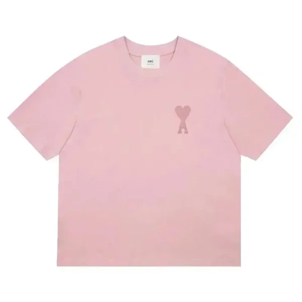 AMI Paris Heart Logo T-Shirt Pink T-Shirt - 1