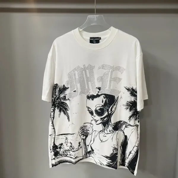 Mixed Emotion Mixed Emotion Graphic Rhinestone T-Shirt White - 4