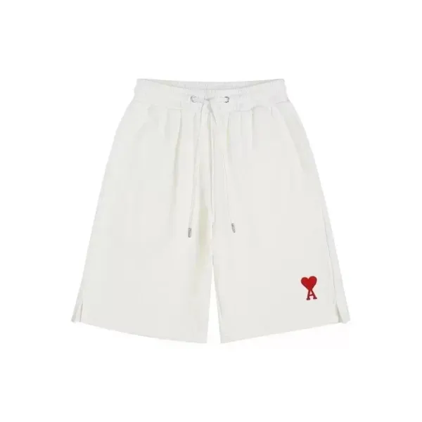 AMI Paris Heart Logo Shorts White - 1