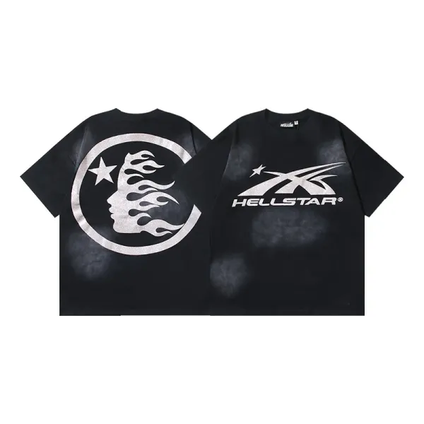 Hellstar Flame Moon Graphic T-Shirt Black - 1