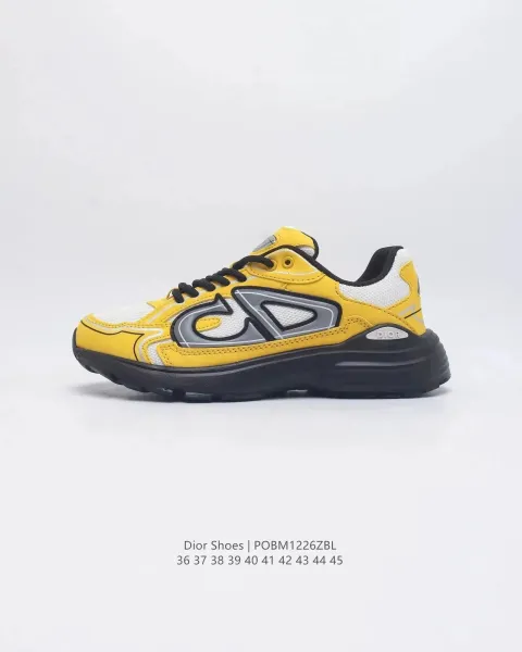 Dior B23 Yellow CD Logo Sneakers - 1