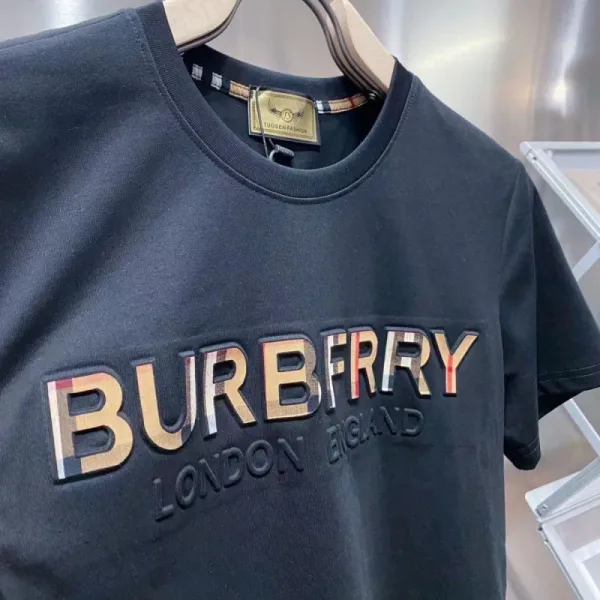 Burberry Logo Embossed Metallic Black T-Shirt - 3