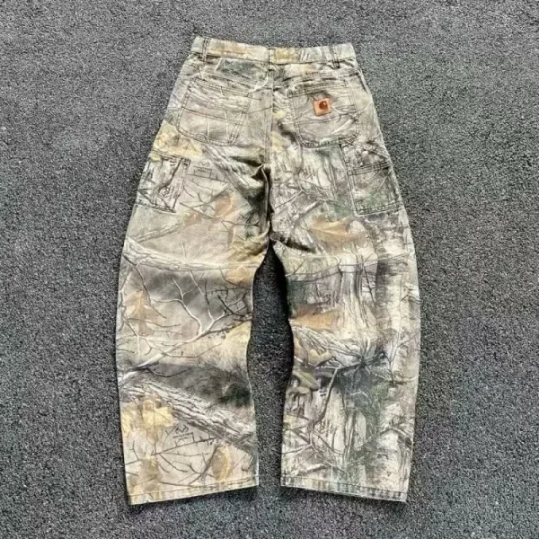 Design Camo Cargo Pants with Checkerboard Patches Gray Multicolor Pants - 4