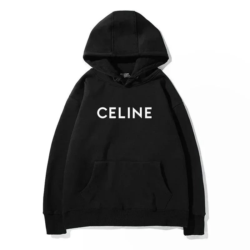 Celine Logo Hoodie Black Hoodies