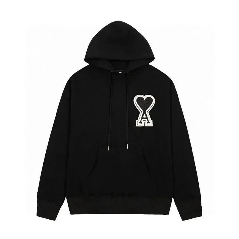 AMI Paris Heart Logo Hoodie Black