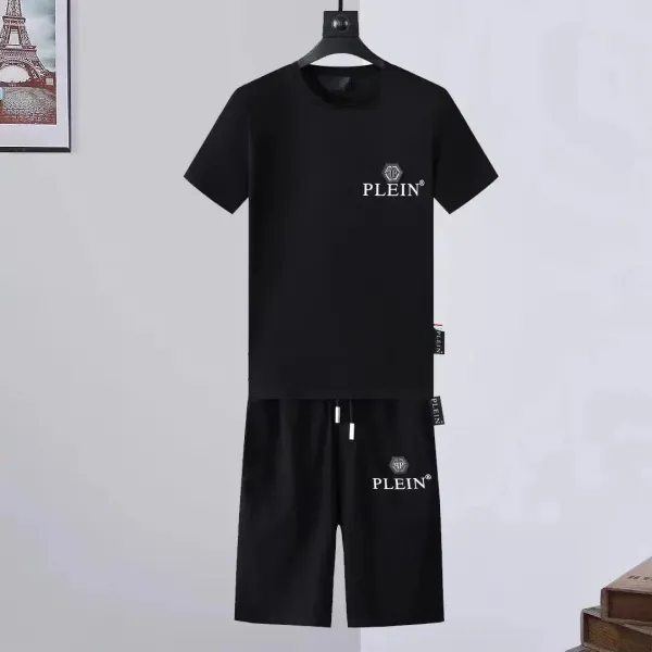 Philipp Plein Logo Print Black T-Shirt and Shorts Set - 1