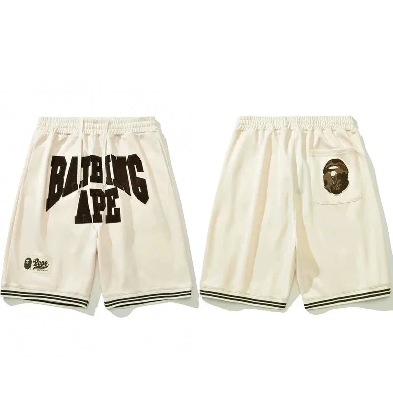 A Bathing Ape College Logo Shorts Beige Shorts - 1