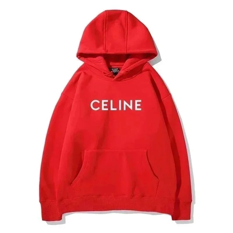 Celine Logo Hoodie Red Hoodies