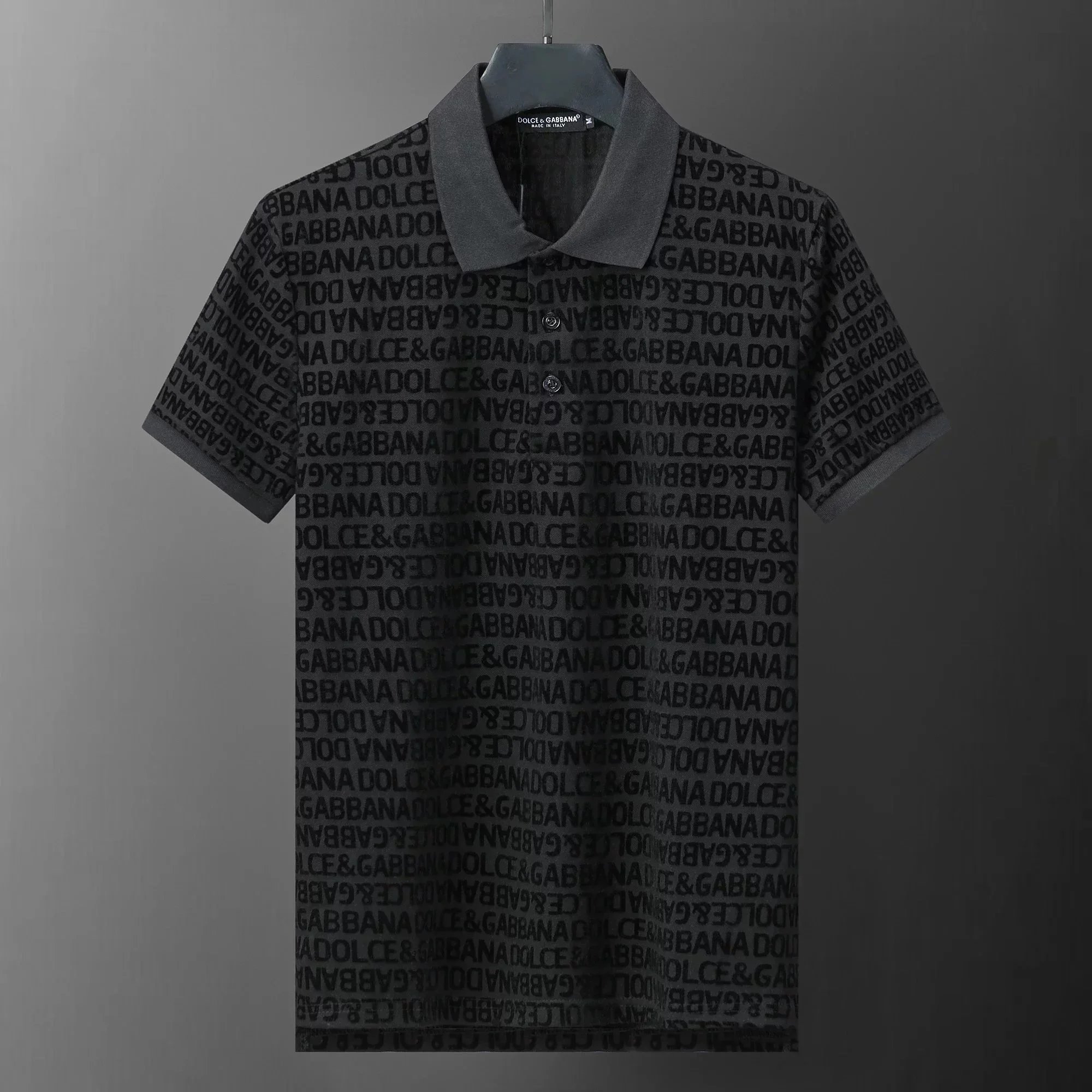 Dolce & Gabbana All-Over Logo Print Polo Shirt Black - 1