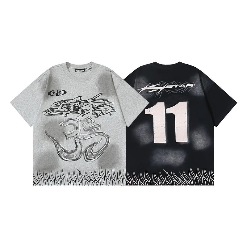 Hellstar Flame Star Graphic Oversized T-Shirt Black - 16
