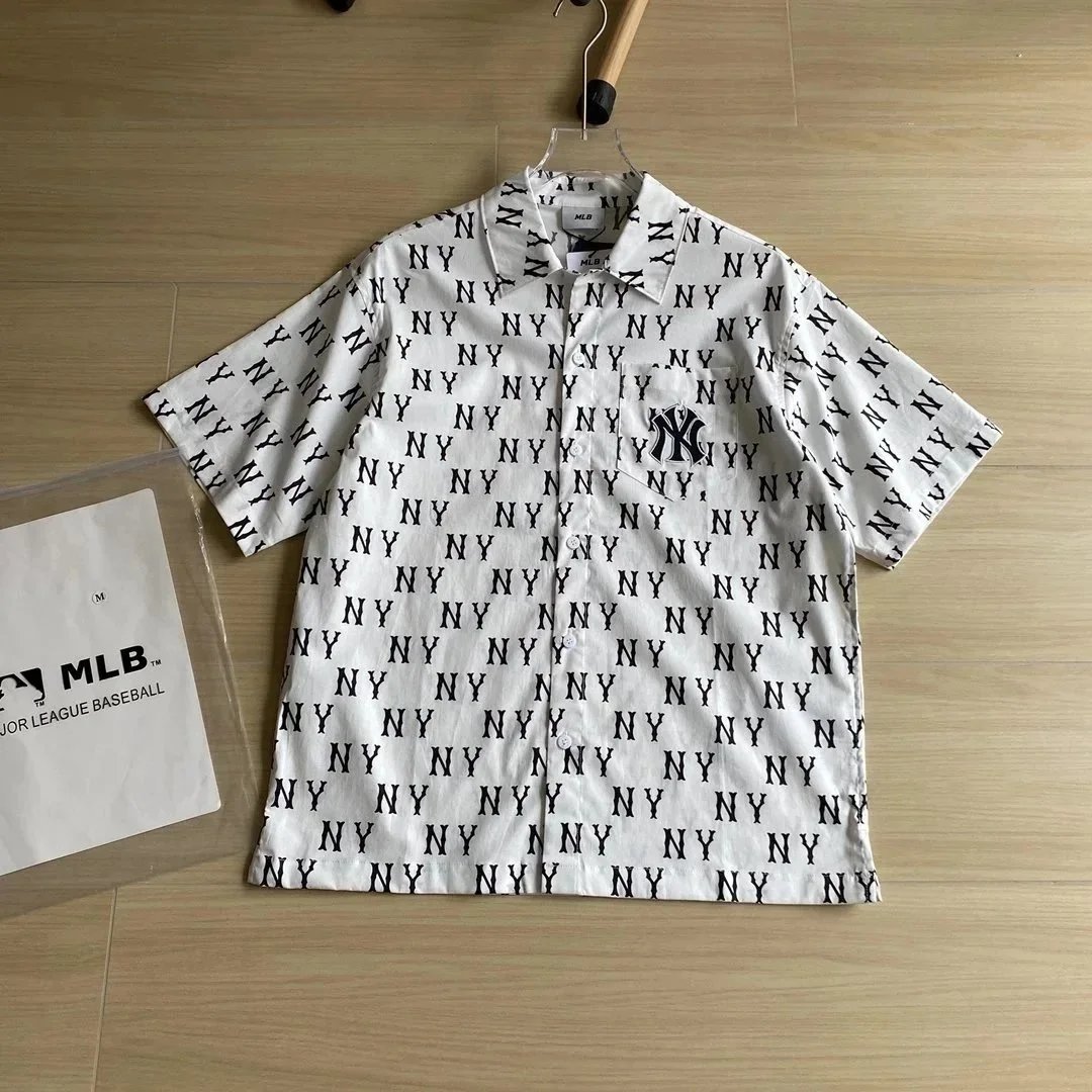 MLB New York Yankees All-Over Print Short-Sleeve Shirt White - 1
