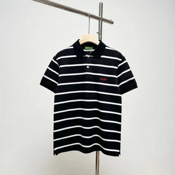 Hugo Boss Striped Polo Shirt Black and White Polo-Shirt - 1