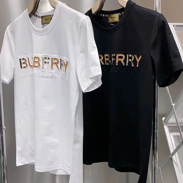 Burberry Logo Embossed Metallic Black T-Shirt - 5