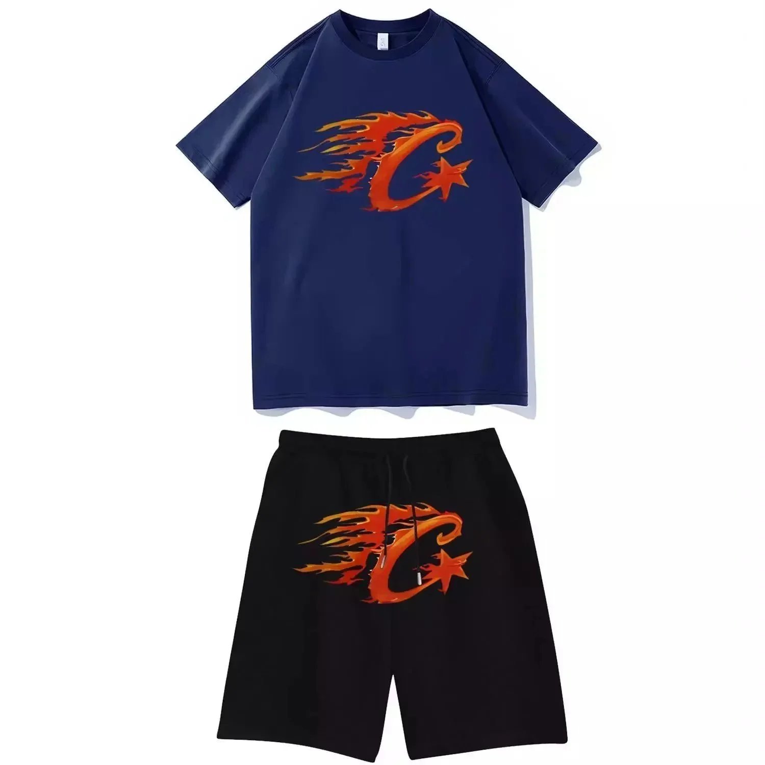 Off-White x Unknown Collaboration Crumpled Foil Oval Print T-Shirt and Shorts Set White/Black - 5