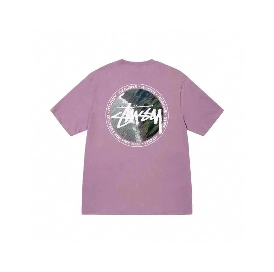 Stussy Wave Circle Graphic T-Shirt Purple - 1