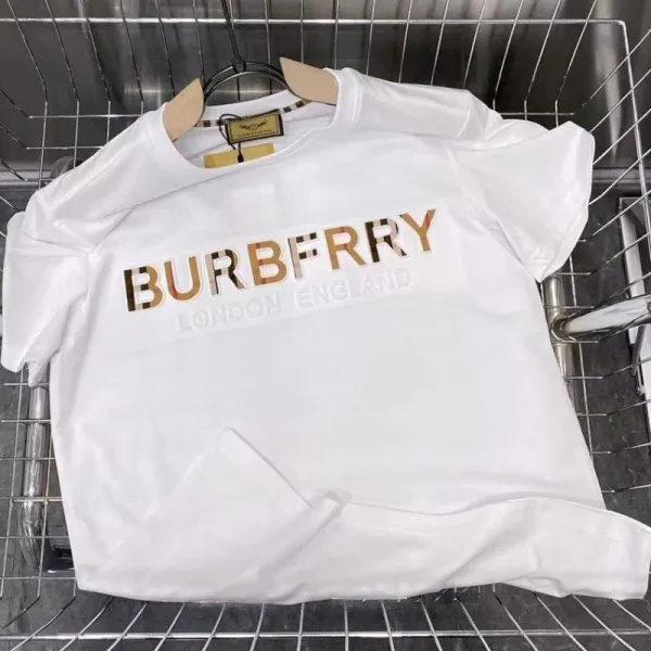 Burberry Logo Embossed Metallic Black T-Shirt - 4