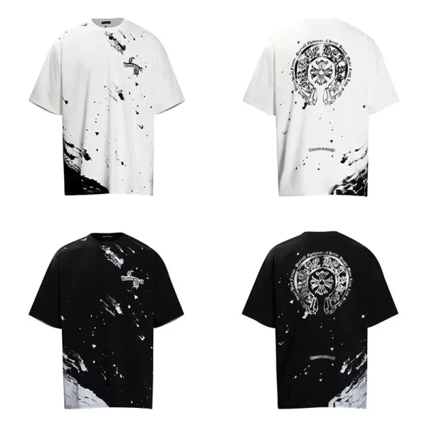 Chrome Hearts Splatter Print T-Shirt Black/White - 1