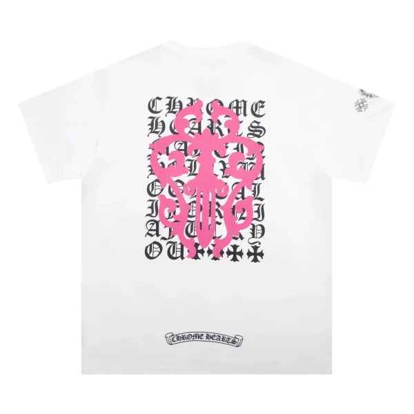 Chrome Hearts Sword & Script Pink Graphic T-Shirt - 1