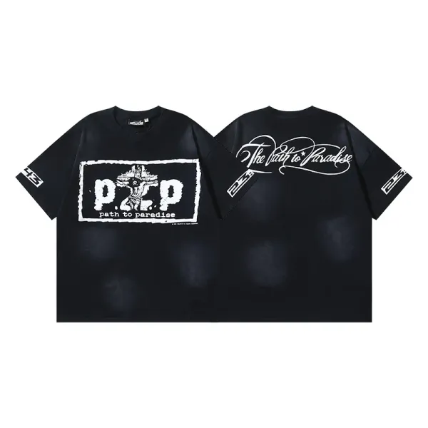 Path to Paradise P2P Graphic Print Oversized T-Shirt Black - 1