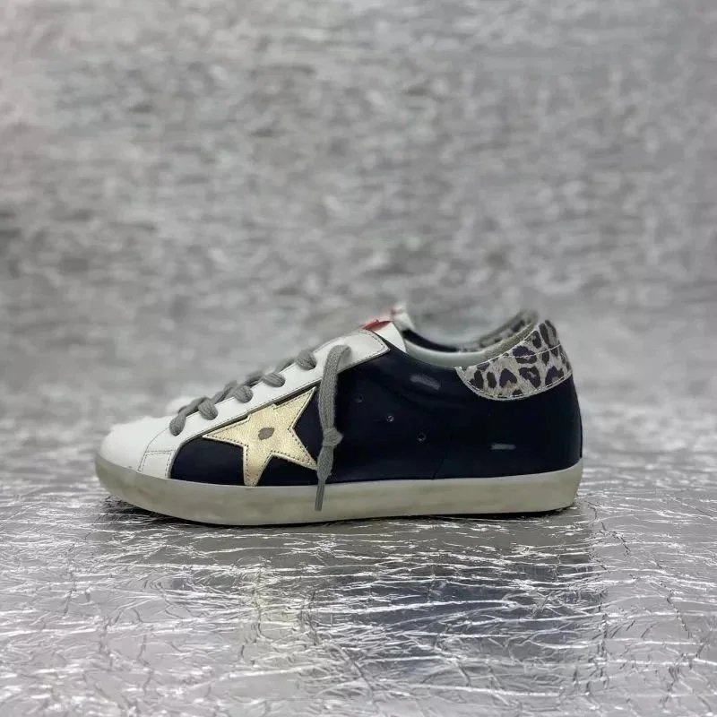 Golden Goose Superstar White Silver Star Blue Heel Sneakers - 5