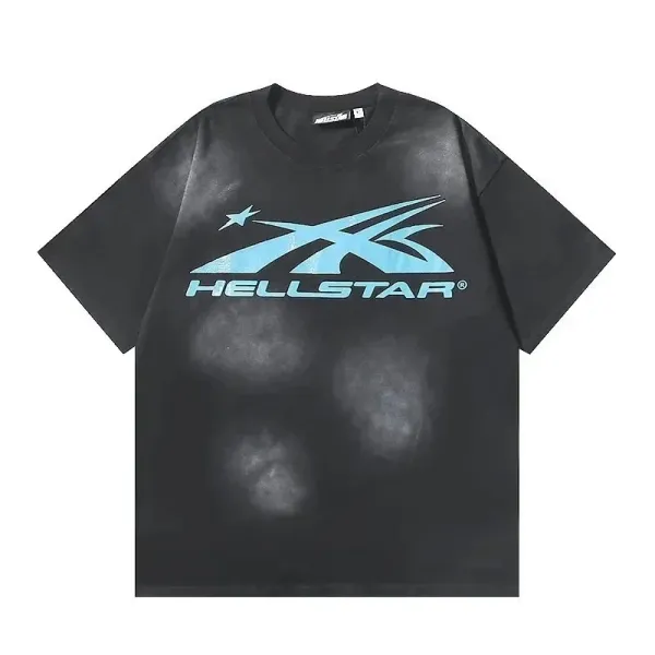 Hellstar X Logo Washed Black T-Shirt - 1