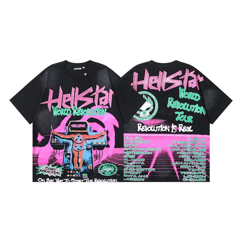 Hellstar Flame Star Graphic Oversized T-Shirt Black - 34