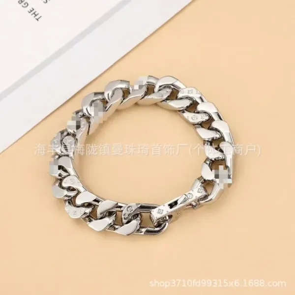 Silver Curb Chain Bracelet with Crystal Accents Bracelets - 29