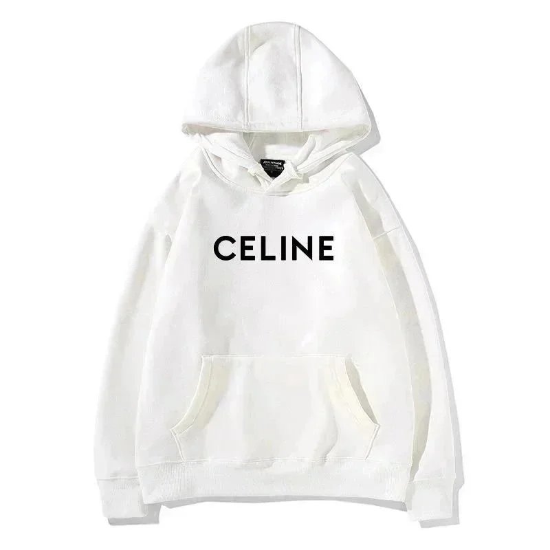 Celine Logo Hoodie White Hoodies