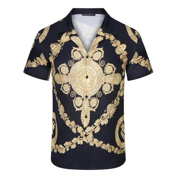 Versace Medusa Baroque Print Navy Shirt - 1