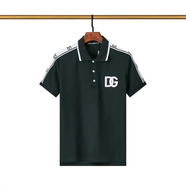 Dolce & Gabbana DG Logo Contrast Trim Polo Shirt Black - 1