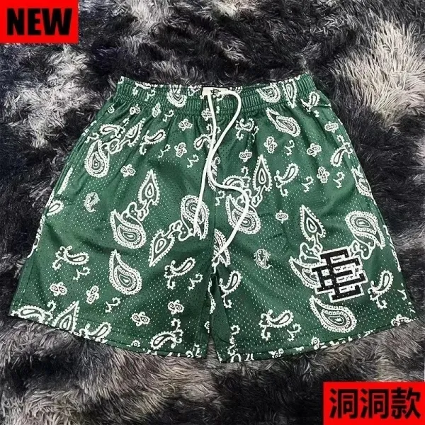 Corteiz Paisley Bandana Print Mesh Shorts Green - 1