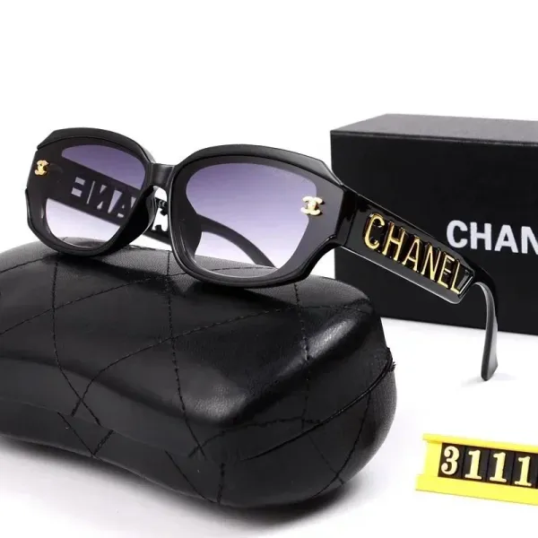 Chanel Oversized Square Sunglasses Navy Blue with Monkey Print Temples - 3