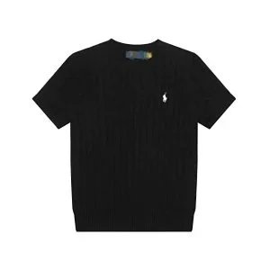 Ralph Lauren Cable Knit Short-Sleeve Sweater Gray - 11