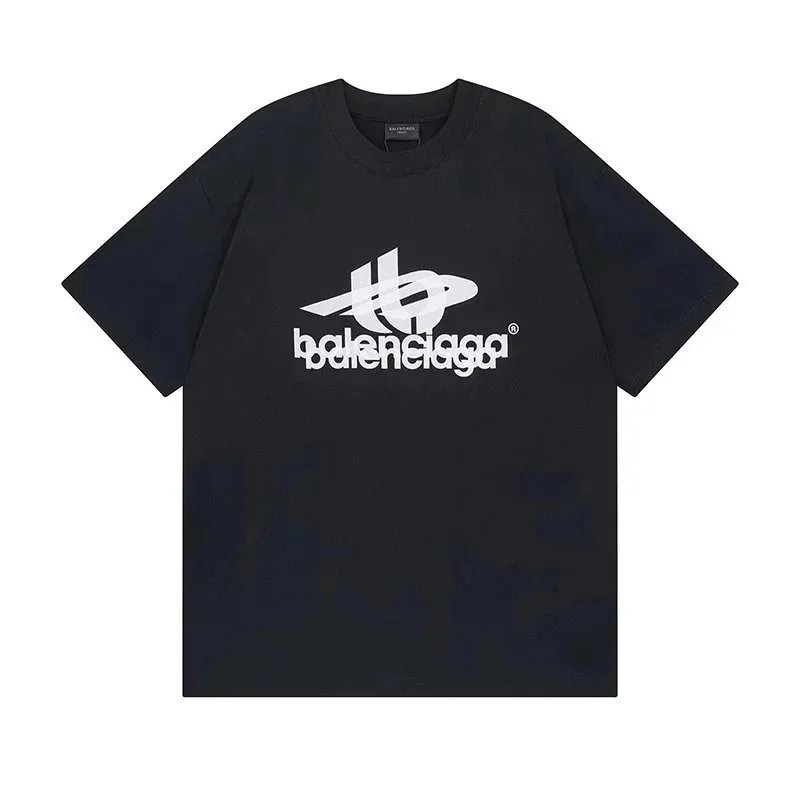 Balenciaga Logo Print Oversized T-Shirt Blue - 4